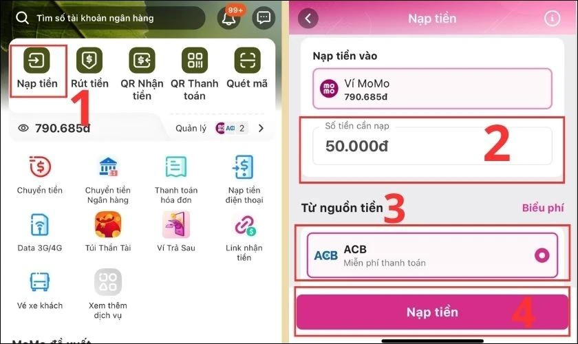 Nạp tiền 77bet bằng ví điện tử Momo